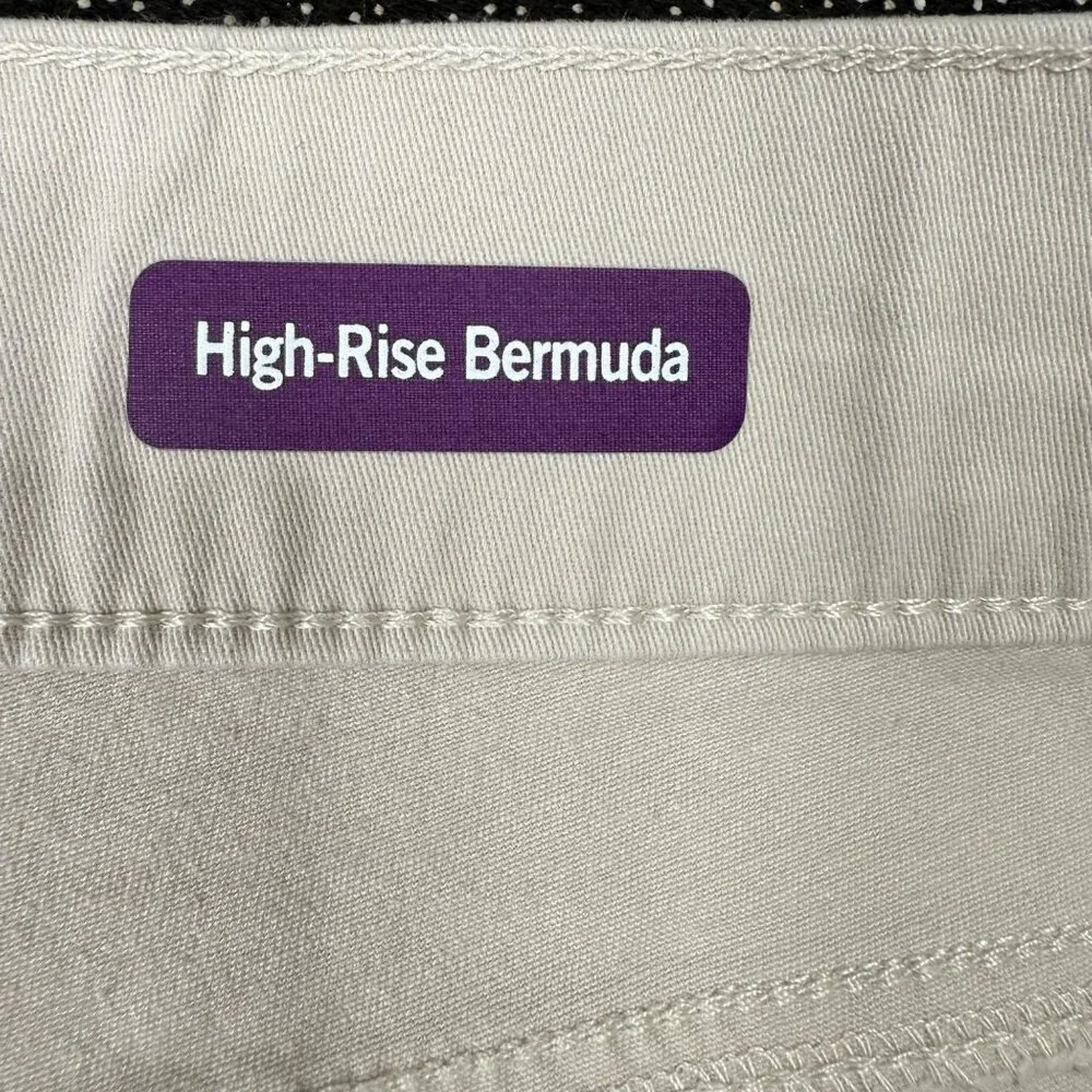 Gloria Vanderbilt Shape Effect High-Rise Bermuda Shorts 24W Beige Cotton Blend W - Picture 4 of 12